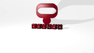 COLLAR 3D simge nesnesi küp harfler metni, 3B illüstrasyon