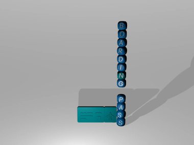 biniş kartı metni 3B simgesinin yanında, 3B illüstrasyon