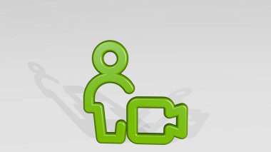 tek nötr eylemler video 3D simge döküm gölge, 3D illüstrasyon