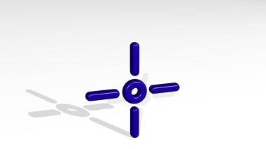 imleç hedefi 3B simge döküm gölgesi, 3B illüstrasyon