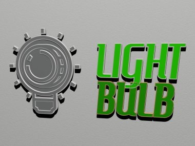 Işık Bulutu simgesi ve duvardaki metin, 3B illüstrasyon