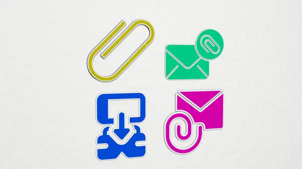 Attachment Colorful Set Icons Illustration — Stock Photo, Image