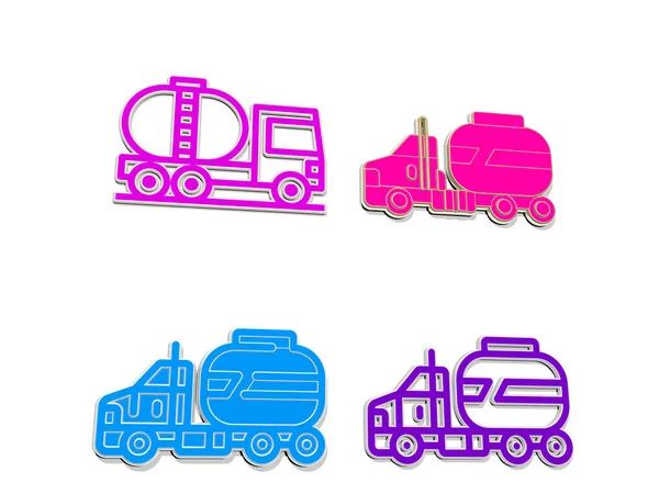 Tanker Truck Icons Set Illustration — Stock Photo, Image