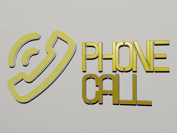 Phone Call Icon Text Wall Illustration — Stock Photo, Image