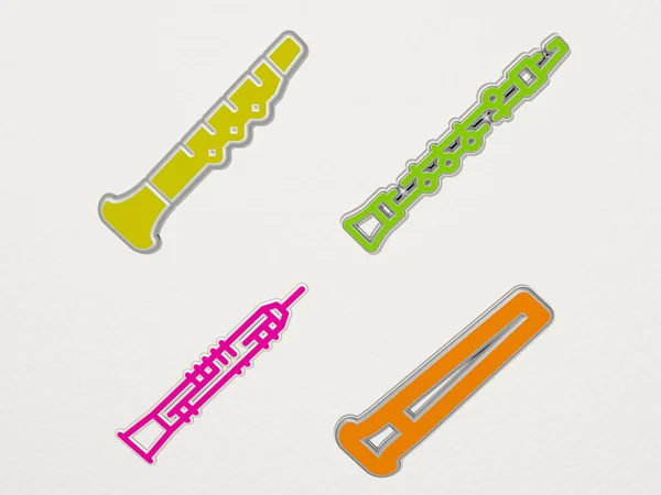 Oboe Ikoner Set Illustration — Stockfoto