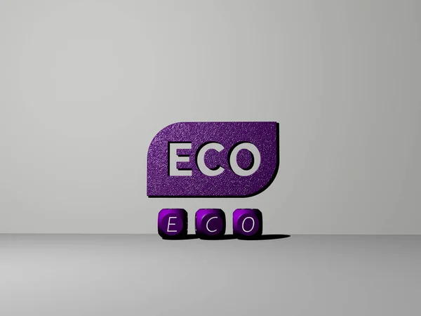 Illustration Von Eco Grafiken Und Text Aus Metallischen Würfelbuchstaben Für — Stockfoto