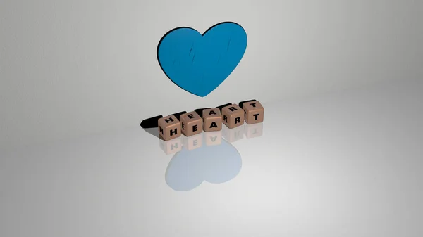 Heart Tekst Van Kubieke Dobbelstenen Letters Vloer Icoon Muur Illustratie — Stockfoto