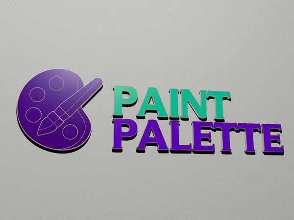 Grafische Afbeelding Van Paint Palette Verticaal Samen Met Tekst Gebouwd — Stockfoto