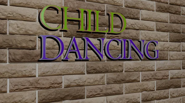 Kind Dansende Tekst Getextureerde Muur Illustratie — Stockfoto