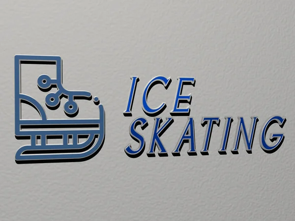 Ice Sking Icon Text Wall Illustration — 스톡 사진