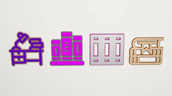 Bücher Icons Set Illustration — Stockfoto