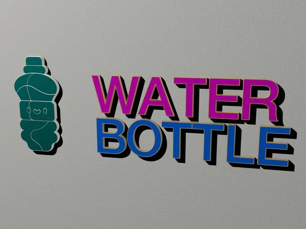 Illustration Water Bottle Graphics Text Made Metallic Dice Letters Related — Stock Photo, Image