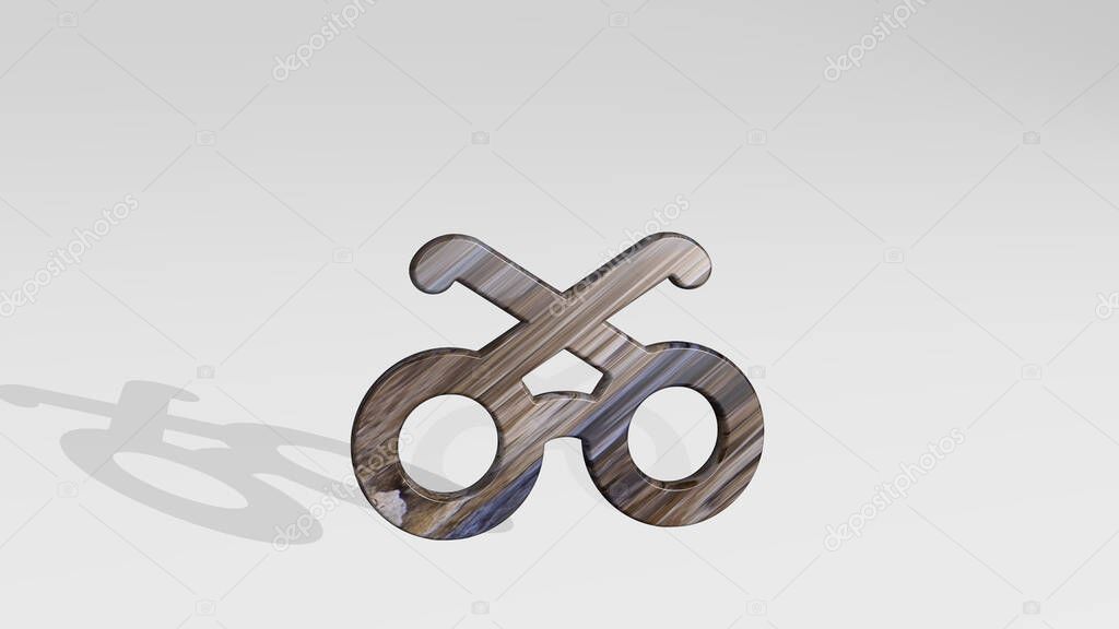 glasses sun circle 3D icon standing on the floor, 3D illustration