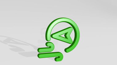 Rüzgar Batı 3 boyutlu ikon döküm gölgesi, 3 boyutlu illüstrasyon