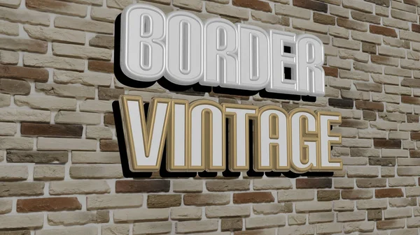 Border Vintage Texto Pared Texturizada Ilustración —  Fotos de Stock