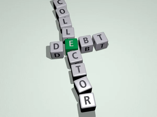 Schulden Verzamelaar Kruiswoordraadsel Door Kubieke Dobbelstenen Letters Illustratie — Stockfoto