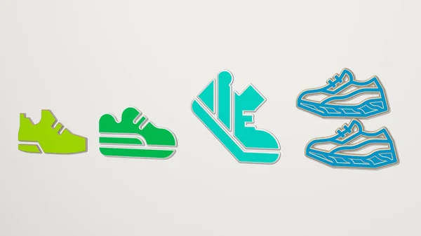 trainers 4 icons set, 3D illustration