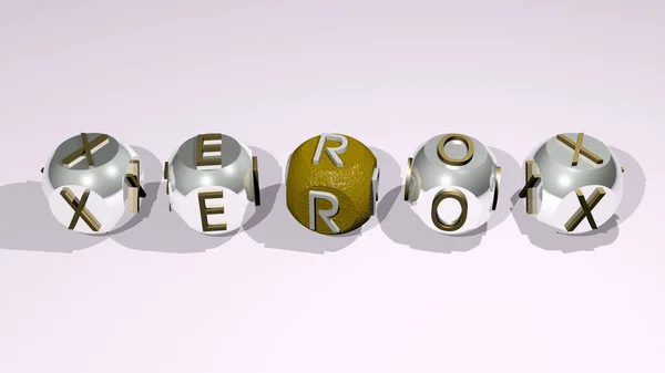 立方体单个字母的Xerox文本 3D插图 — 图库照片
