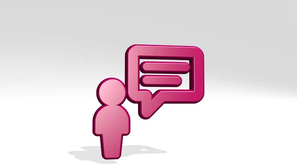 Messages People User Bubble Square Icon Cast Shadow Illustration — 스톡 사진