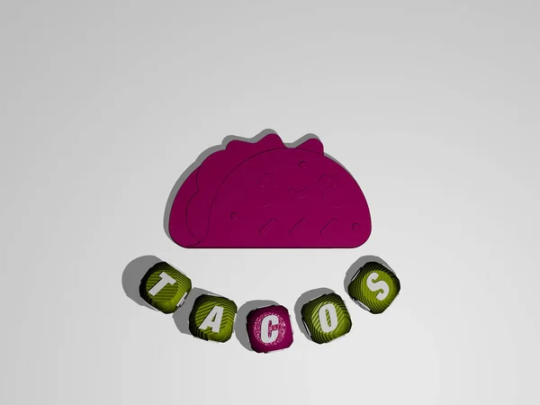 Tacos Text Runt Ikonen Illustration — Stockfoto