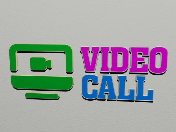 Grafisches Bild Von Video Call Vertikal Mit Text Aus Metallischen — Stockfoto