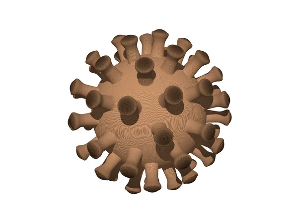 Illustrazione Del Virus Wood Corona Fatto Braccia Appiccicose Sulla Palla — Foto Stock
