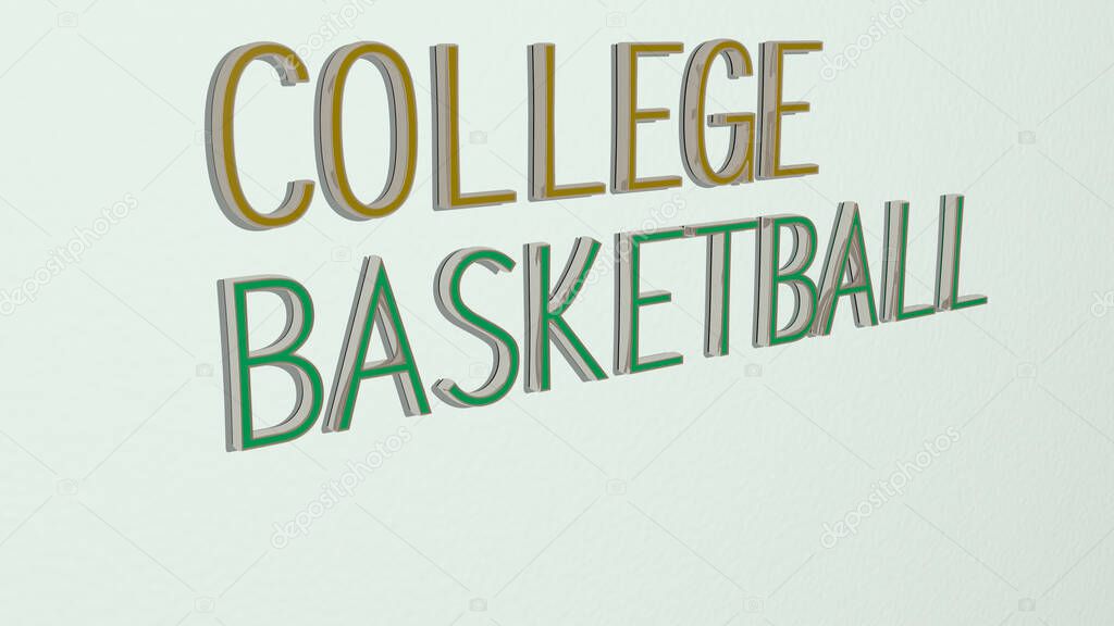 college basketball text on the wall, 3D illustration