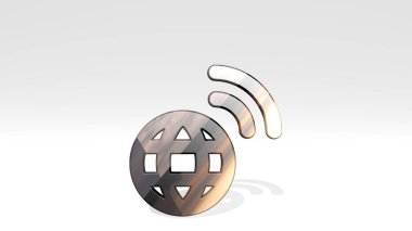 NETWorK SIGNAL 3D simgesi yerde duruyor, 3B illüstrasyon