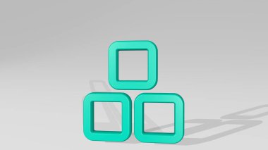 Modül üç boyutlu ikon döküm gölgesi, üç boyutlu illüstrasyon