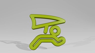 SORT PARAGLIDING 3D simge döküm gölge, 3D illüstrasyon