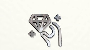 Duvarda DIAMOND HOLD 3D simgesi, 3D illüstrasyon