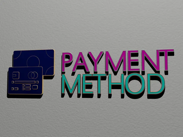 Illustration Payment Method Graphics Text Made Metallic Dice Letters Related — Stock Photo, Image