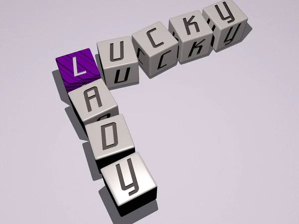Lucky Lady Palavras Cruzadas Por Letras Dados Cúbicos Ilustração — Fotografia de Stock