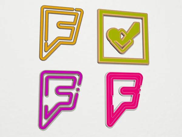 Foursquare Set Icone Illustrazione — Foto Stock