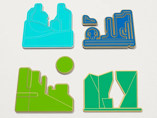 Canyon Icons Set Illustration — Stock Photo, Image