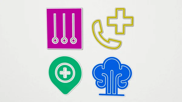 Healthcare Medical Colorful Set Icons Illustration — Stock Photo, Image