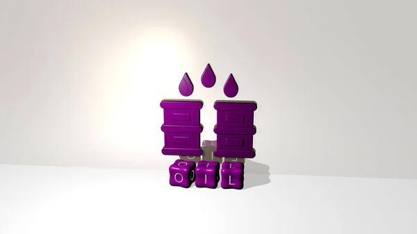 Rappresentazione Olio Con Icona Sulla Parete Testo Disposto Lettere Cubiche — Foto Stock