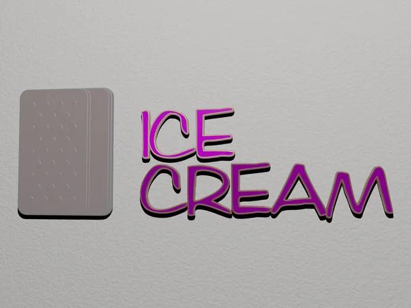 Icono Helado Texto Pared Ilustración — Foto de Stock