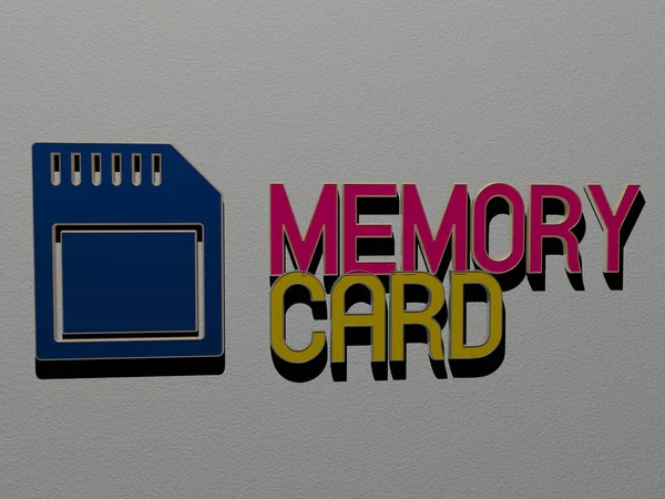 Ilustração Memory Card Gráficos Texto Feito Por Cartas Dados Metálicos — Fotografia de Stock