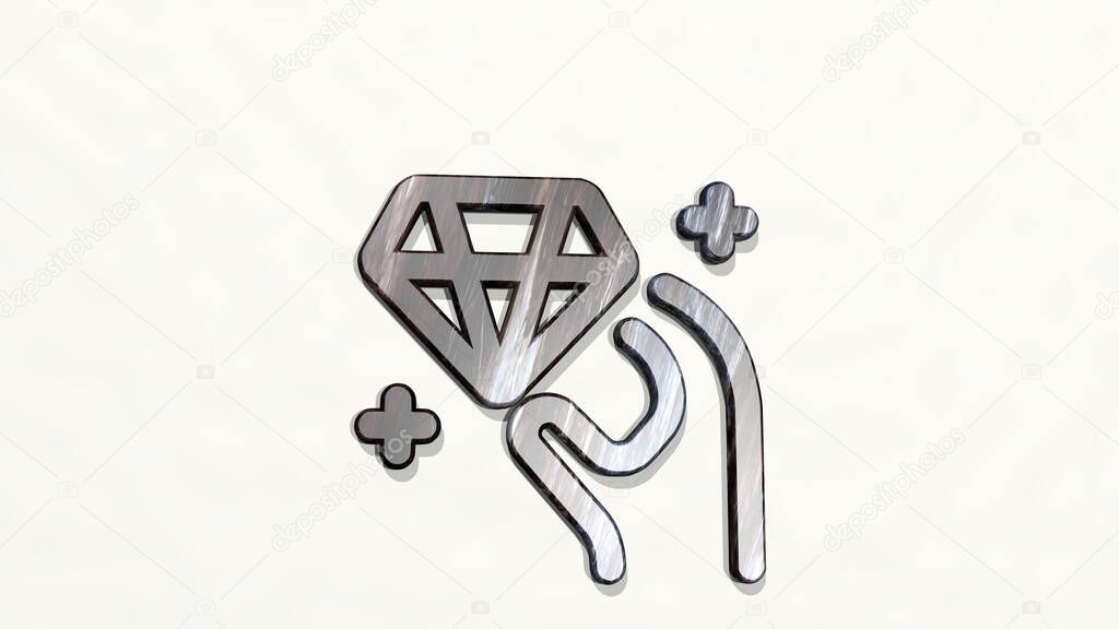 DIAMOND HOLD 3D icon on the wall, 3D illustration