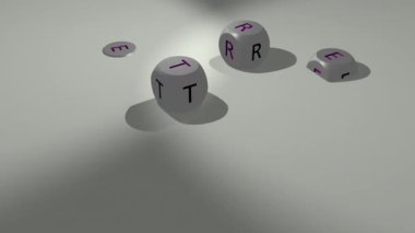 Üzgünlüğün video görüntüleri: Zeminden çıkan küp harflerle daha iyi çapraz kelimeler, resimleme canlandırmasının 3 boyutlu animasyonu