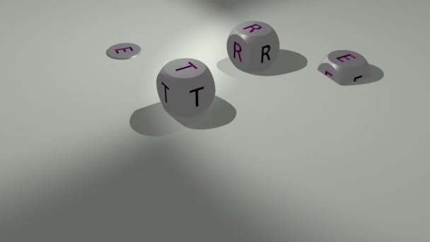 ごめんのビデオ映像 Deserve床から出てくるキューブ状の文字によるより良いクロスワード イラストのレンダリングの3Dアニメーション — ストック動画
