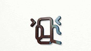 Duvara 3 boyutlu simge sıkıştırın, 3 boyutlu resimleme