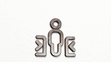 TICKET KİŞİ Duvarda 3D simge, 3D illüstrasyon