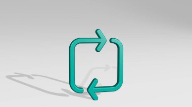 SyNCHRONIZE ARROWS Kare 3D ikon döküm gölge, 3D illüstrasyon