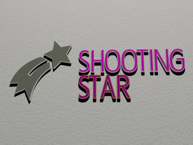 Yıldız Çekimi simgesi ve duvarda yazı, 3 boyutlu illüstrasyon