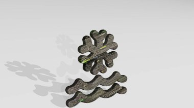 ICE SU 3D simgesi yerde duruyor, 3D illüstrasyon