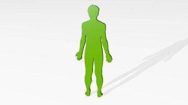 Man 3D simgesi döküm gölgesi, 3D illüstrasyon