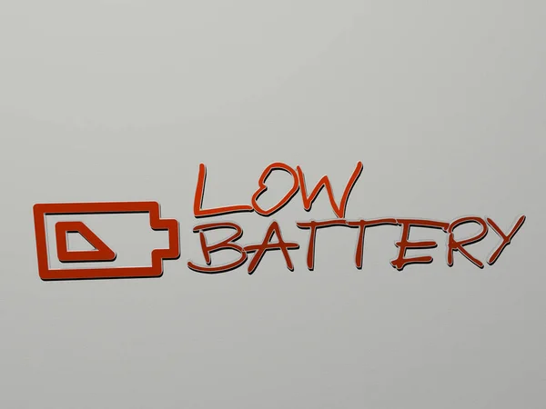 Batterieschwaches Symbol Und Text Der Wand Illustration — Stockfoto
