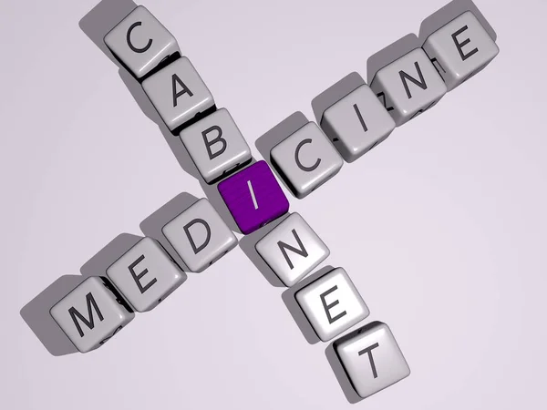 Stare Bene Medicine Cabinet Cruciverba Con Lettere Cubiche Dadi Illustrazione — Foto Stock